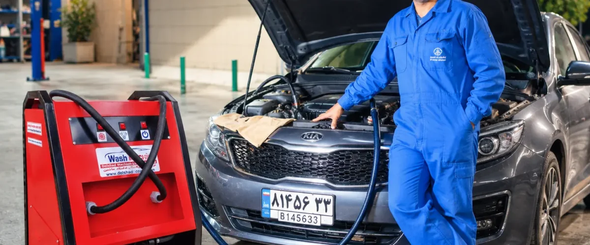 دستگاه رادیاتورشور دلشاد ماشین در حال شستشوی مدار آب خودرو